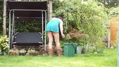 Voyeur camera peeping on neighbor woman filming upskirt