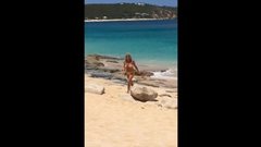 Naked topless wife at the beach