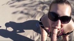 Nude beach blowjob and facial cumshot