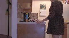 Horny mom masturbating and getting orgasm in the kitchen