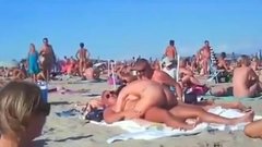 Nudist couples filmed fucking on the beach voyeur