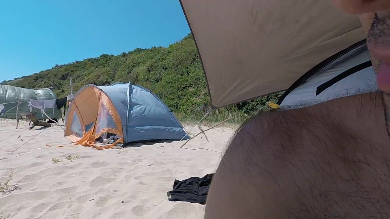 Nudist couple self filming at Bulgarian beach