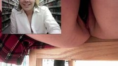 Girl strips naked in library and secretly masturbating